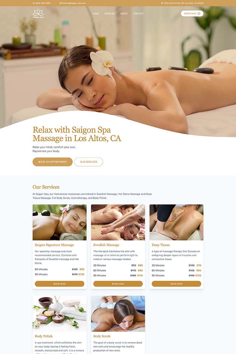 Website Design for Massage Spa - Saigon Spa